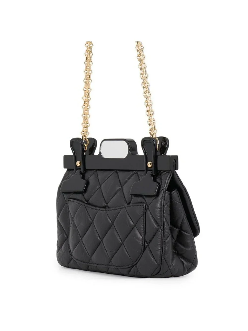 Chanel Chain Shoulder Bag Quilted CC Logo 2.55 Reissue Lambskin Black Limited